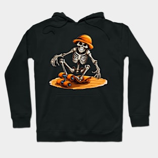 Skeleton Skater on Skateboard Halloween Pumpkin Hoodie